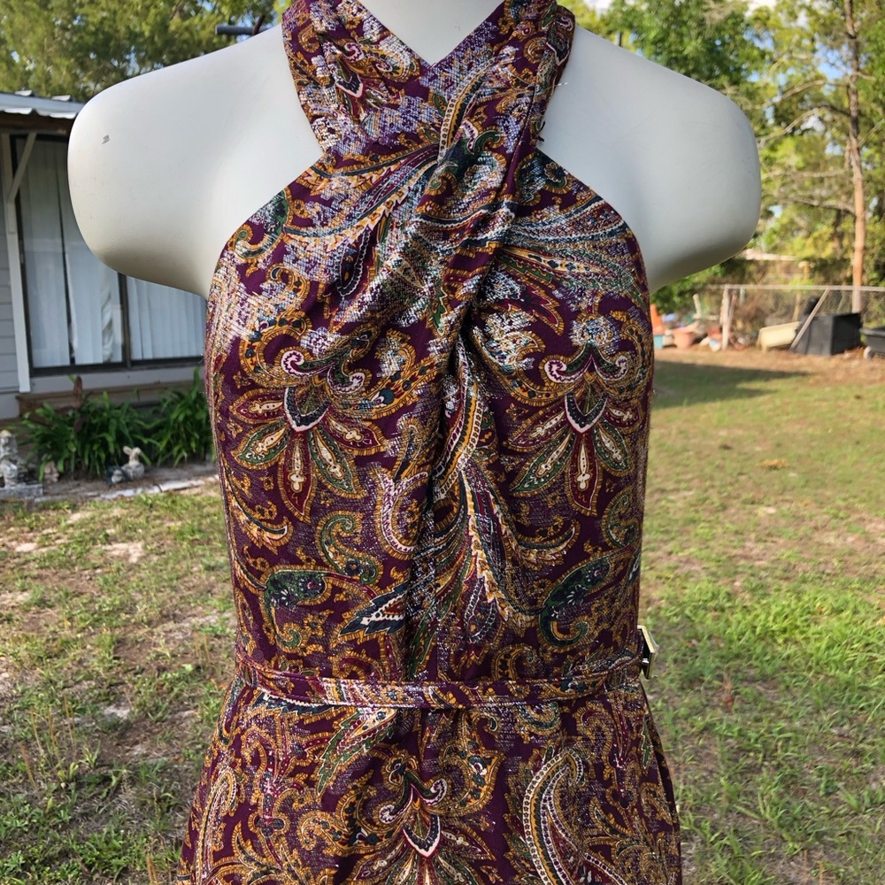 Stylish Classy Ralph Lauren Dress Maroon Paisley Print S 2 - Picture 2 of 11